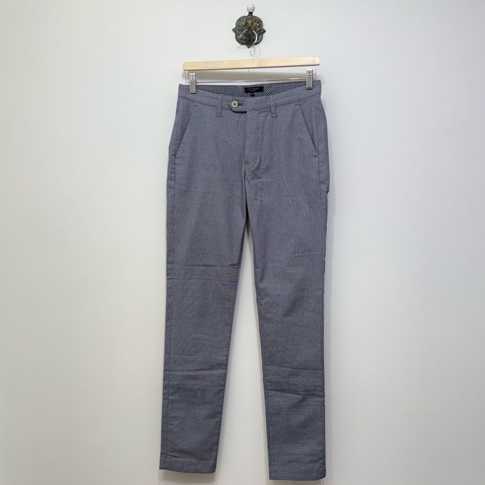 Ted Baker Hollden Slim Fit Chino Trousers Grey Blue Textured Men's Pants Size 28